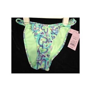 *Wild Fable* Women's Small Low Rise Cheeky High Leg Bikini Bottom - Blue/Green